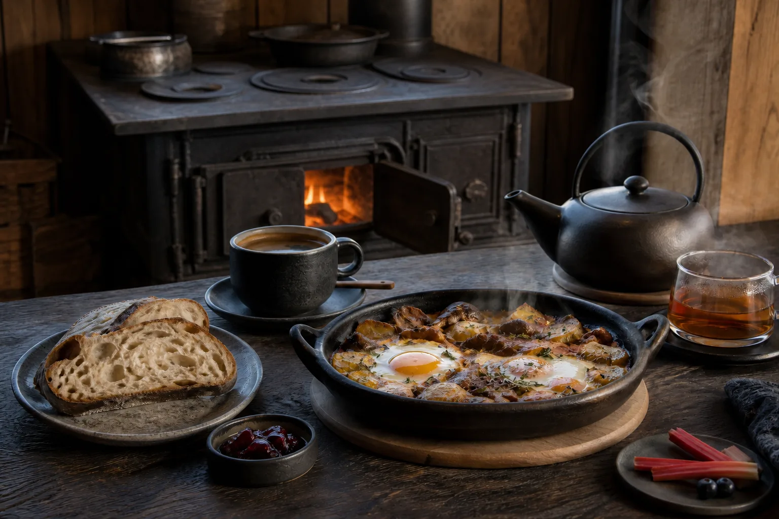 Patagonian brunch beside the fire