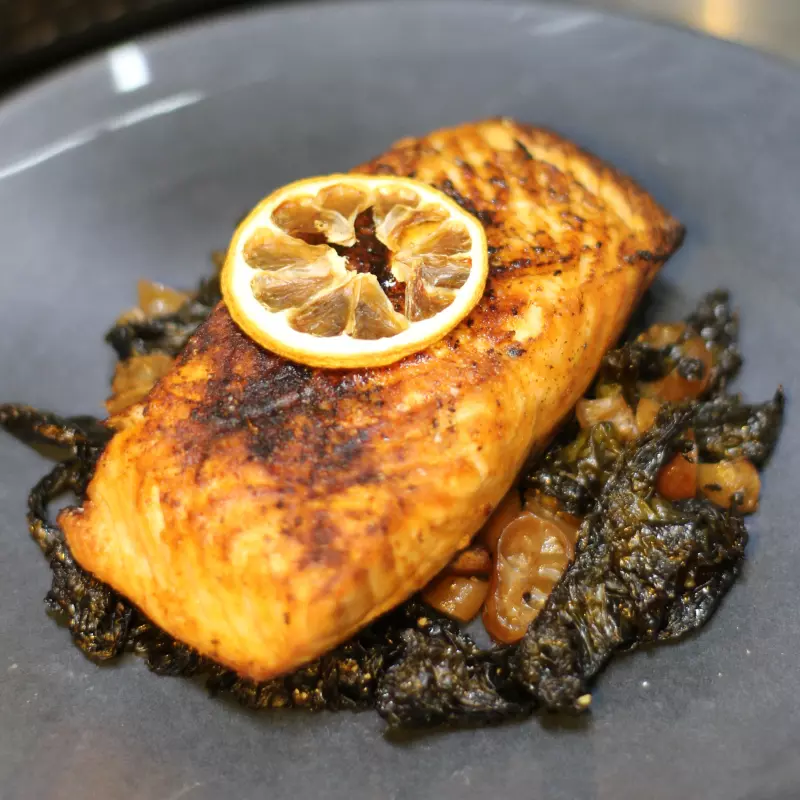 Southern salmon with seaweed
